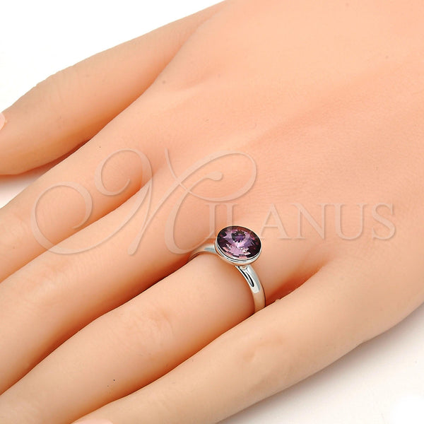 White Gold Filled Ring — Multi Stone Ring with Amethyst Swarovski Crystals Polished — alternate product view — SKU 107902 | Oro Laminado Blanco anillo — Multi Stone Ring with Amethyst Swarovski Crystals pulido — SKU 107902
