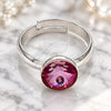 White Gold Filled Multi Stone Ring, with Amethyst Swarovski Crystals, Polished, Rhodium Finish, 01.239.0009.1 (One size fits all)