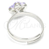 Rhodium Gold Filled Multi Stone Ring, Flower Design, with Violet Swarovski Crystals, Polished, Rhodium Finish, 01.239.0010.1 (One size fits all)