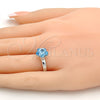 Rhodium Gold Filled Multi Stone Ring, Flower Design, with Aquamarine Swarovski Crystals, Polished, Rhodium Finish, 01.239.0010.2 (One size fits all)