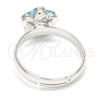 Rhodium Gold Filled Multi Stone Ring, Flower Design, with Aquamarine Swarovski Crystals, Polished, Rhodium Finish, 01.239.0010.2 (One size fits all)