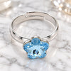 White Gold Filled Multi Stone Ring, Flower Design, with Aquamarine Swarovski Crystals, Polished, Rhodium Finish, 01.239.0010.2 (One size fits all)