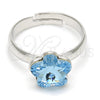 Rhodium Gold Filled Multi Stone Ring, Flower Design, with Aquamarine Swarovski Crystals, Polished, Rhodium Finish, 01.239.0010.2 (One size fits all)
