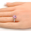 Rhodium Gold Filled Multi Stone Ring, Flower Design, with Light Rose Swarovski Crystals, Polished, Rhodium Finish, 01.239.0010.3 (One size fits all)