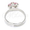 Rhodium Gold Filled Multi Stone Ring, Flower Design, with Light Rose Swarovski Crystals, Polished, Rhodium Finish, 01.239.0010.3 (One size fits all)