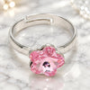 White Gold Filled Multi Stone Ring, Flower Design, with Light Rose Swarovski Crystals, Polished, Rhodium Finish, 01.239.0010.3 (One size fits all)