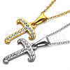 Stainless Steel Pendant Necklace, Initials and Rolo Design, with White Crystal, Polished, Steel Finish, 04.238.0022.18 (02 MM Thickness, 18 Inches Length)