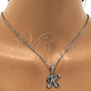 Stainless Steel Pendant Necklace, Initials and Rolo Design, with White Crystal, Polished, Steel Finish, 04.238.0021.18 (02 MM Thickness, 18 Inches Length)