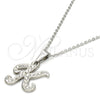 Stainless Steel Pendant Necklace, Initials and Rolo Design, with White Crystal, Polished, Steel Finish, 04.238.0021.18 (02 MM Thickness, 18 Inches Length)