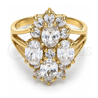 Oro Laminado Multi Stone Ring, Gold Filled Style with White Cubic Zirconia, Polished, Golden Finish, 5.054.011.08 (Size 8)