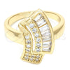 Oro Laminado Multi Stone Ring, Gold Filled Style Cluster Design, with White Cubic Zirconia, Polished, Golden Finish, 01.63.0446.07 (Size 7)