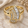 Oro Laminado Multi Stone Ring, Gold Filled Style Cluster and Baguette Design, with White Cubic Zirconia, Polished, Golden Finish, 01.63.0446.09 (Size 9)