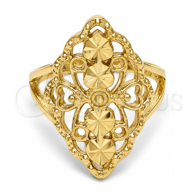 Oro Laminado Elegant Ring, Gold Filled Style Diamond Cutting Finish, Golden Finish, 01.63.0454.07 (Size 7)