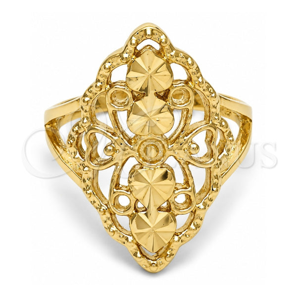 Oro Laminado Elegant Ring, Gold Filled Style Diamond Cutting Finish, Golden Finish, 01.63.0454.07 (Size 7)