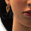 Oro Laminado Small Hoop, Gold Filled Style Greek Key and Heart Design, Polished, Golden Finish, 02.170.0112.25