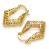 Oro Laminado Small Hoop, Gold Filled Style Greek Key Design, Polished, Golden Finish, 02.170.0113.20