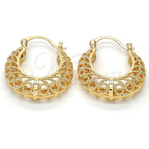 Gold Filled Hoop Earrings — Medium Hoop Twist Design Polished 02. — main product view — SKU 107982 | Oro Laminado aretes de aro — Medium Hoop Twist diseño pulido 02. — SKU 107982