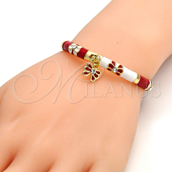 Gold Filled Jewelry — Individual Bangle Butterfly Design with White Crystal Red — alternate product view — SKU 108021 | Oro Laminado joyería — Individual Bangle Butterfly diseño with cristal blanco Red — SKU 108021