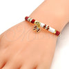 Oro Laminado Individual Bangle, Gold Filled Style Butterfly Design, with White Crystal, Red Enamel Finish, Golden Finish, 07.254.0001.1.03 (06 MM Thickness, Size 3 (2.00 Diameter))