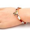 Oro Laminado Individual Bangle, Gold Filled Style Butterfly Design, with White Crystal, Red Enamel Finish, Golden Finish, 07.254.0001.1.03 (06 MM Thickness, Size 3 (2.00 Diameter))