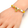 Oro Laminado Individual Bangle, Gold Filled Style Butterfly Design, with White Crystal, Yellow Enamel Finish, Golden Finish, 07.254.0001.03 (06 MM Thickness, Size 3 (2.00 Diameter))