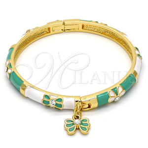 Gold Filled Jewelry — Individual Bangle Butterfly and Bow Design with White — main product view — SKU 108023 | Oro Laminado joyería — Individual Bangle Butterfly and Bow diseño with blanco — SKU 108023
