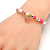 Oro Laminado Individual Bangle, Gold Filled Style Butterfly Design, with White Crystal, Pink Enamel Finish, Golden Finish, 07.254.0001.3.03 (06 MM Thickness, Size 3 (2.00 Diameter))