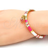 Oro Laminado Individual Bangle, Gold Filled Style Butterfly Design, with White Crystal, Pink Enamel Finish, Golden Finish, 07.254.0001.3.03 (06 MM Thickness, Size 3 (2.00 Diameter))
