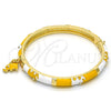 Oro Laminado Individual Bangle, Gold Filled Style Elephant Design, with White Crystal, Yellow Enamel Finish, Golden Finish, 07.254.0002.03 (06 MM Thickness, Size 3 (2.00 Diameter))
