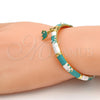 Oro Laminado Individual Bangle, Gold Filled Style Elephant Design, with White Crystal, Multicolor Enamel Finish, Golden Finish, 07.254.0002.2.03 (06 MM Thickness, Size 3 (2.00 Diameter))