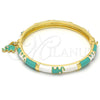 Oro Laminado Individual Bangle, Gold Filled Style Elephant Design, with White Crystal, Multicolor Enamel Finish, Golden Finish, 07.254.0002.2.03 (06 MM Thickness, Size 3 (2.00 Diameter))