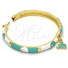 Oro Laminado Individual Bangle, Gold Filled Style Elephant Design, with White Crystal, Multicolor Enamel Finish, Golden Finish, 07.254.0002.2.03 (06 MM Thickness, Size 3 (2.00 Diameter))