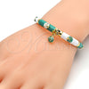Oro Laminado Individual Bangle, Gold Filled Style Ladybug Design, with White Crystal, Multicolor Enamel Finish, Golden Finish, 07.254.0003.03 (06 MM Thickness, Size 3 (2.00 Diameter))