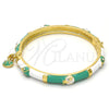 Oro Laminado Individual Bangle, Gold Filled Style Ladybug Design, with White Crystal, Multicolor Enamel Finish, Golden Finish, 07.254.0003.03 (06 MM Thickness, Size 3 (2.00 Diameter))