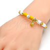 Oro Laminado Individual Bangle, Gold Filled Style Ladybug Design, with White Crystal, Yellow Enamel Finish, Golden Finish, 07.254.0003.3.03 (06 MM Thickness, Size 3 (2.00 Diameter))