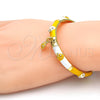 Oro Laminado Individual Bangle, Gold Filled Style Ladybug Design, with White Crystal, Yellow Enamel Finish, Golden Finish, 07.254.0003.3.03 (06 MM Thickness, Size 3 (2.00 Diameter))