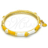 Oro Laminado Individual Bangle, Gold Filled Style Ladybug Design, with White Crystal, Yellow Enamel Finish, Golden Finish, 07.254.0003.3.03 (06 MM Thickness, Size 3 (2.00 Diameter))