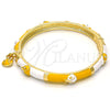 Oro Laminado Individual Bangle, Gold Filled Style Ladybug Design, with White Crystal, Yellow Enamel Finish, Golden Finish, 07.254.0003.3.03 (06 MM Thickness, Size 3 (2.00 Diameter))