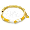 Oro Laminado Individual Bangle, Gold Filled Style Ladybug Design, with White Crystal, Yellow Enamel Finish, Golden Finish, 07.254.0003.3.03 (06 MM Thickness, Size 3 (2.00 Diameter))