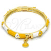 Oro Laminado Individual Bangle, Gold Filled Style Ladybug Design, with White Crystal, Yellow Enamel Finish, Golden Finish, 07.254.0003.3.03 (06 MM Thickness, Size 3 (2.00 Diameter))