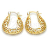 Oro Laminado Small Hoop, Gold Filled Style Greek Key Design, Polished, Golden Finish, 02.170.0116.20