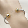 Stainless Steel Individual Bangle, Twist and Ball Design, with White Crystal, Polished, Two Tone, 07.138.0011 (04 MM Thickness, One size fits all)