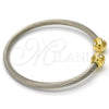 Stainless Steel Individual Bangle, Twist and Ball Design, with White Crystal, Polished, Two Tone, 07.138.0011 (04 MM Thickness, One size fits all)