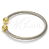 Stainless Steel Individual Bangle, Twist and Ball Design, with White Crystal, Polished, Two Tone, 07.138.0011 (04 MM Thickness, One size fits all)