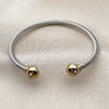 Stainless Steel Individual Bangle, Twist and Ball Design, with White Crystal, Polished, Two Tone, 07.138.0011 (04 MM Thickness, One size fits all)
