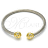 Stainless Steel Individual Bangle, Twist and Ball Design, with White Crystal, Polished, Two Tone, 07.138.0011 (04 MM Thickness, One size fits all)