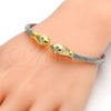Stainless Steel Individual Bangle, Twist and Twist Design, with White Crystal, Polished, Two Tone, 07.138.0012 (04 MM Thickness, One size fits all)