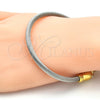 Stainless Steel Individual Bangle, Twist and Twist Design, with White Crystal, Polished, Two Tone, 07.138.0012 (04 MM Thickness, One size fits all)