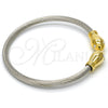 Stainless Steel Individual Bangle, Twist and Twist Design, with White Crystal, Polished, Two Tone, 07.138.0012 (04 MM Thickness, One size fits all)