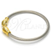 Stainless Steel Individual Bangle, Twist and Twist Design, with White Crystal, Polished, Two Tone, 07.138.0012 (04 MM Thickness, One size fits all)